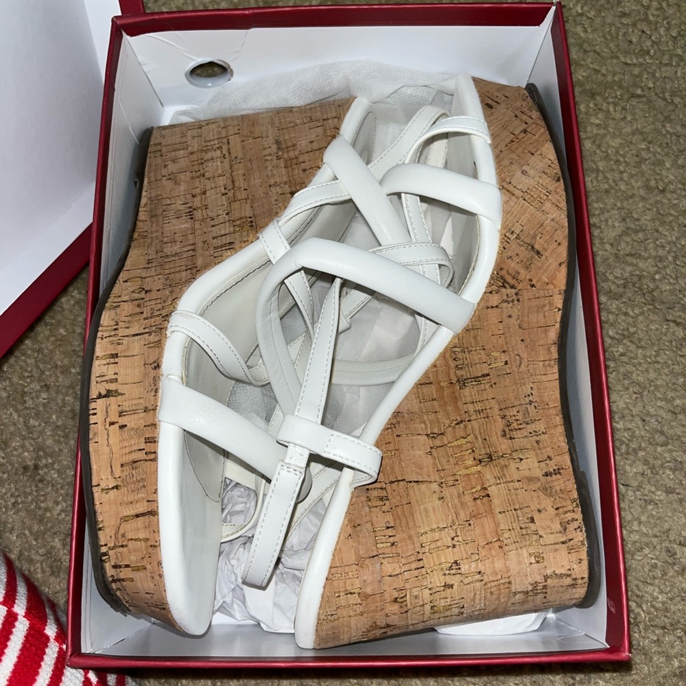 White Strappy Wedge Sandals - Picture 10 of 10